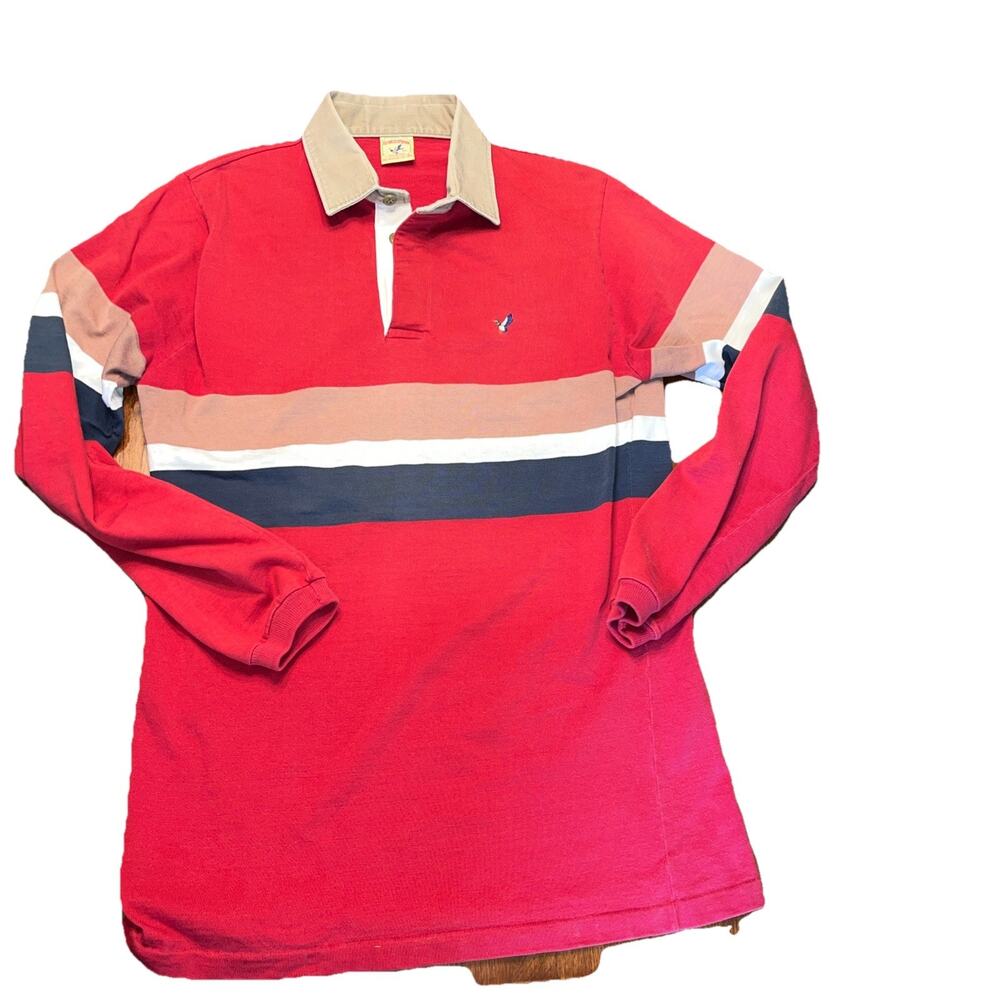 Flying Scotsman Shirt Mens Medium Rugby Red Stripe Vintage Made In Usa